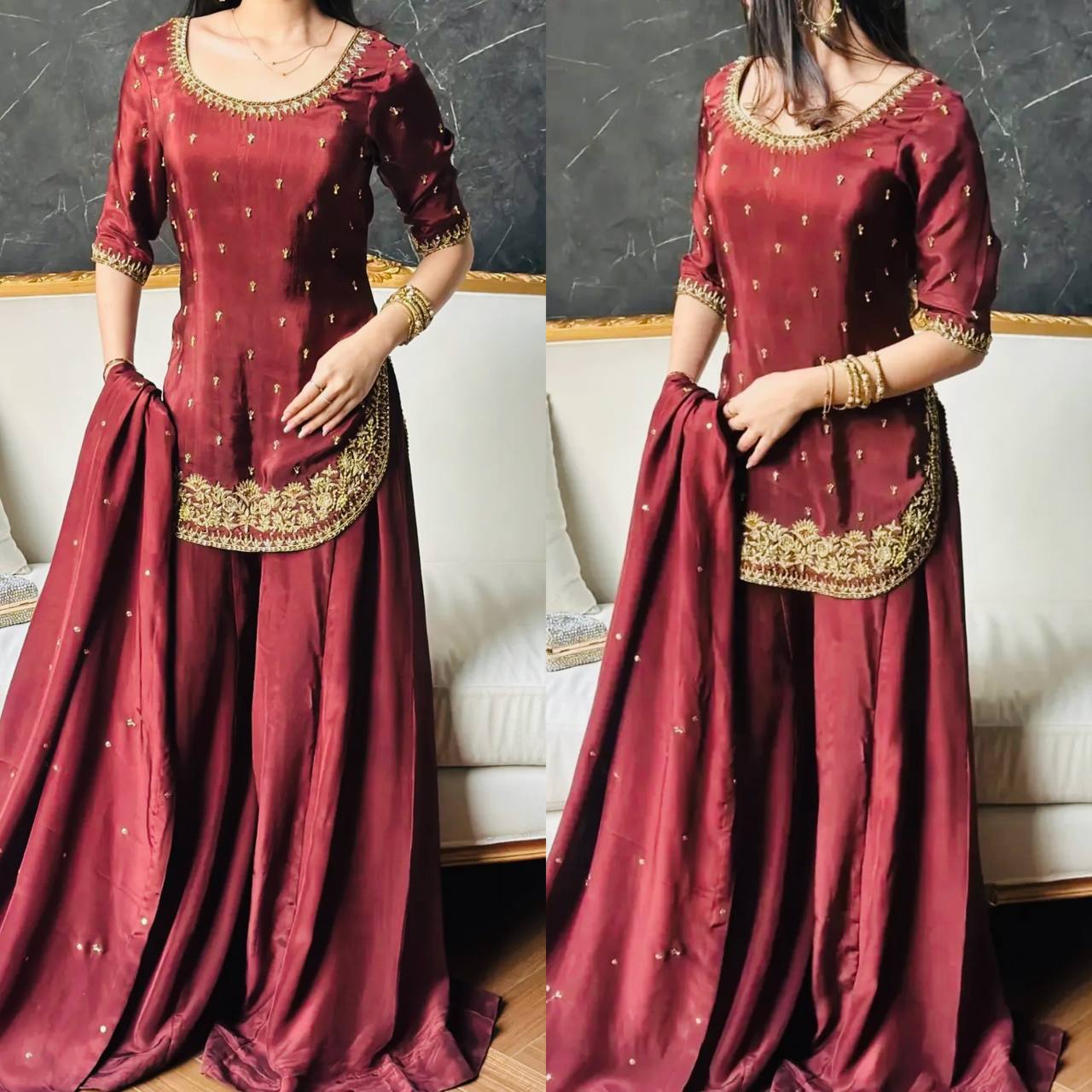 Bespoke Deep Crimson Heirloom Co-ord